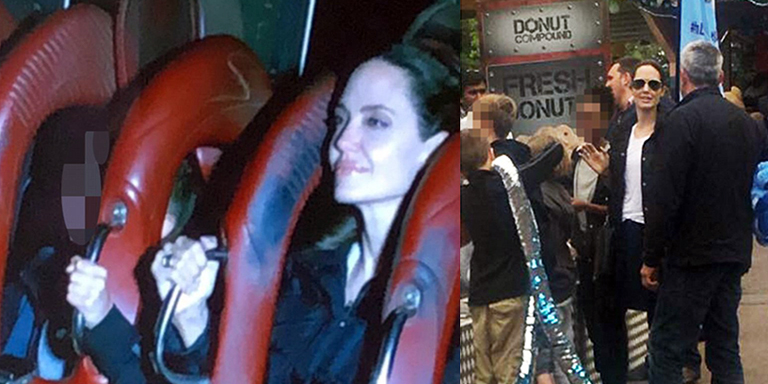 Angelina Jolie enjoys roller coaster ride
