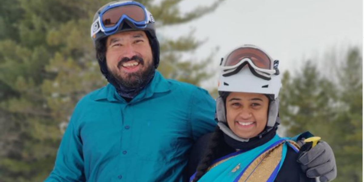 desi couple skiing