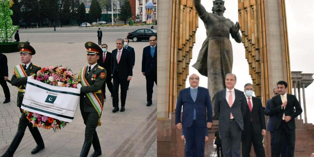 FM Qureshi At monument of founder Tajik Empire