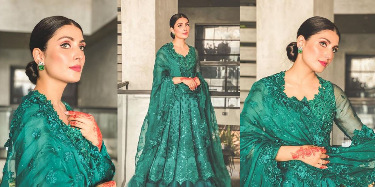 Ayeza Khan Embraces A Stunning Emerald Green Attire In Recent Post