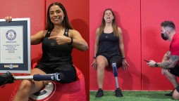 static wall sit Dubai woman breaks record