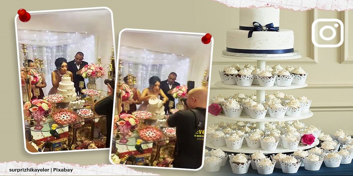 Four-tiered cake remains undamaged even after woman drops it