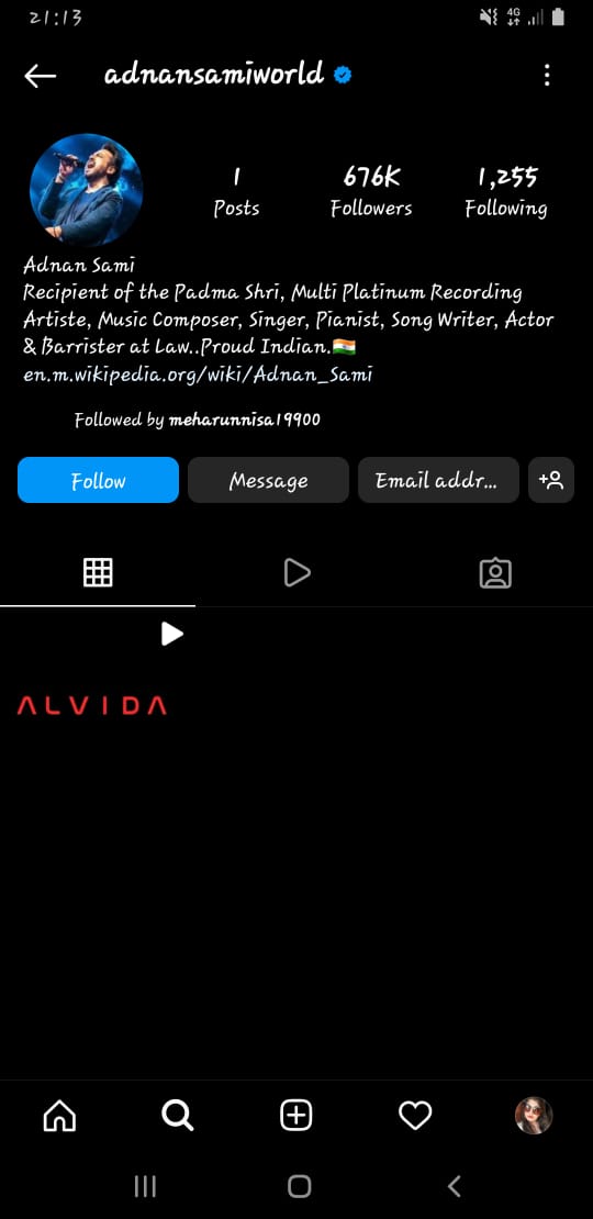 Adnan Sami Instagram